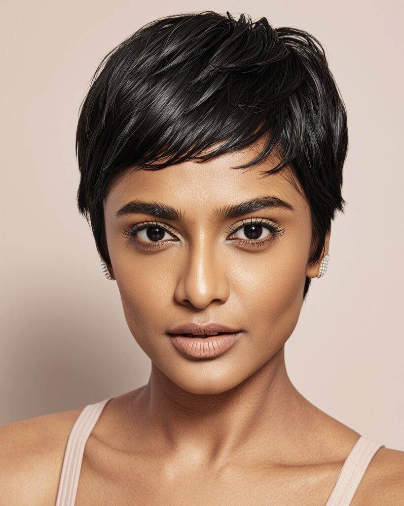 Indian woman with Pixie Haircut