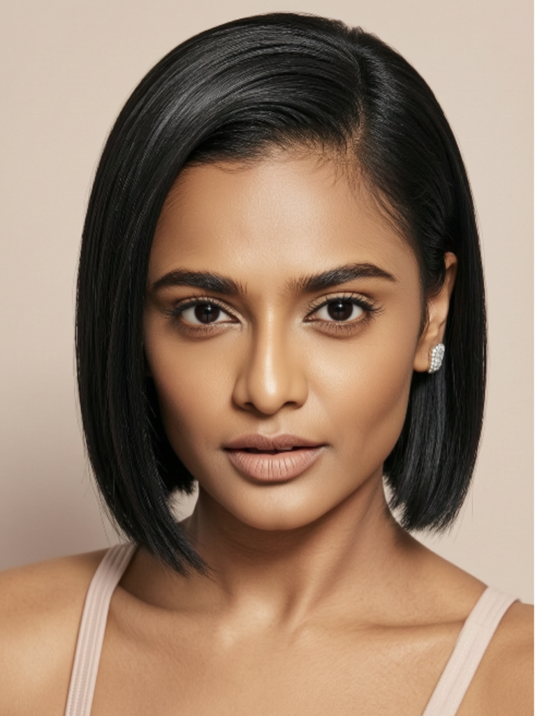 Indian woman with bob cut